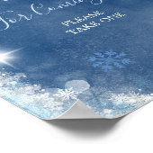 White Blue Winter Snowflake Bridal Thank You Sign ポスター (角)