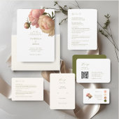 White & Blush | シックなピンクのバラの結婚式招待状 招待状