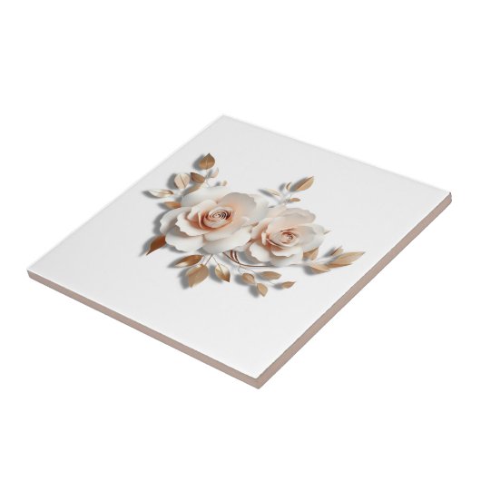 White Blush 3 D Flower タイル (側面)