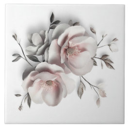 White Blush 3 D Flower タイル