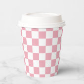 White Blush Pink Square Pattern Paper Cups 紙コップ (左)