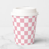 White Blush Pink Square Pattern Paper Cups 紙コップ (裏面)
