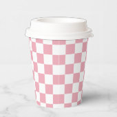 White Blush Pink Square Pattern Paper Cups 紙コップ (右)