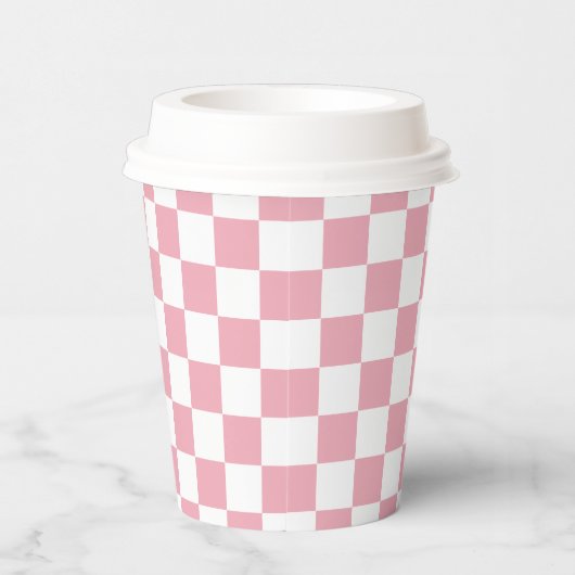 White Blush Pink Square Pattern Paper Cups 紙コップ (右)