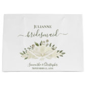 White Boho Roses & Blossoms Wedding Bridesmaid ラージペーパーバッグ (正面)