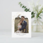 White | Boho Thank You Gold Floral Wedding ポストカード (スタンド正面)