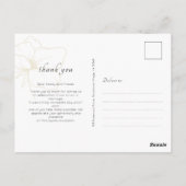 White | Boho Thank You Gold Floral Wedding ポストカード (裏面)
