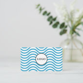 White Bondi Blue Wave Design Business Card 名刺 (スタンド正面)