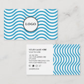 White Bondi Blue Wave Design Business Card 名刺 (正面/裏面)