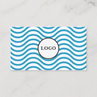 White Bondi Blue Wave Design Business Card 名刺