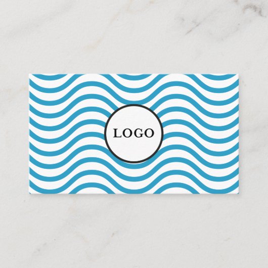 White Bondi Blue Wave Design Business Card 名刺 (正面)