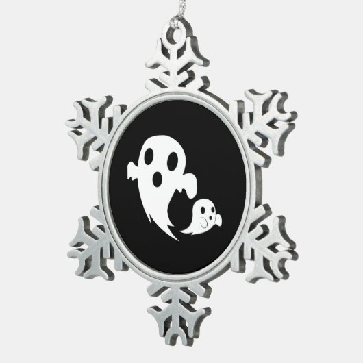 White Boo スノーフレークピューターオーナメント (右)