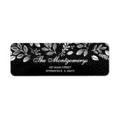 White Botanicals on Black Return Address ラベル (正面)