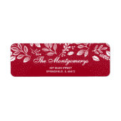 White Botanicals on Cranberry Return Address ラベル (正面)