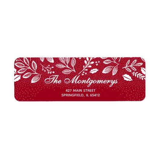 White Botanicals on Cranberry Return Address ラベル (正面)