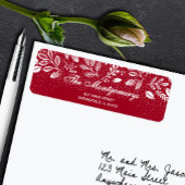 White Botanicals on Cranberry Return Address ラベル