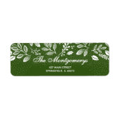 White Botanicals on Green Return Address ラベル (正面)