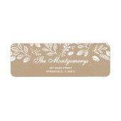 White Botanicals on Taupe Return Address ラベル (正面)