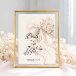 White Bow Bridal Shower Cards and Gifts ポスター