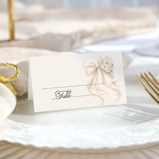 White Bow Bridal Shower Place Card プレイスカード