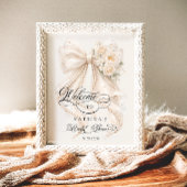 White Bow Bridal Shower Welcome ポスター