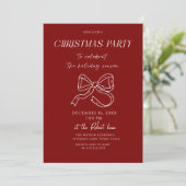 White bow Christmas Holiday Party Invitation 招待状 (スタンド正面)