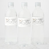 White Bow Elegant Chic Bridal Shower Party ペットボトルラベル (ボトル)