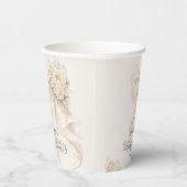 White Bow Floral Bridal Shower 紙コップ (右)