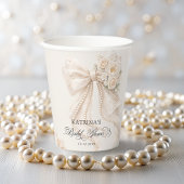 White Bow Floral Bridal Shower 紙コップ