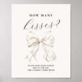 White Bow How Many Kisses Table Sign ポスター (正面)
