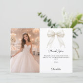 White bow photo pearls girl Sweet 16 サンキューカード (スタンド正面)