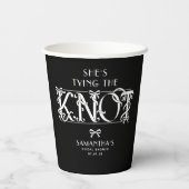 White Bow She's Tying the Knot Black Bridal Shower 紙コップ (裏面)