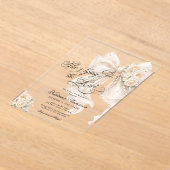 White Bow She's Tying the Knot Bridal Shower アクリル招待状 (レイダウン)