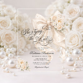 White Bow She's Tying the Knot Bridal Shower アクリル招待状