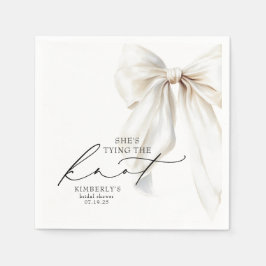 White Bow She's Tying the Knot Bridal Shower スタンダードカクテルナプキン