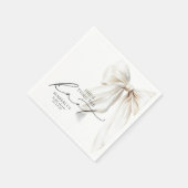 White Bow She's Tying the Knot Bridal Shower スタンダードカクテルナプキン (角)