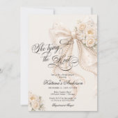 White Bow She's Tying the Knot Bridal Shower 招待状 (正面)