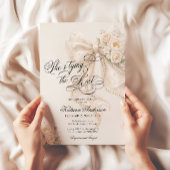 White Bow She's Tying the Knot Bridal Shower 招待状