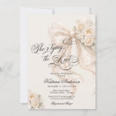 White Bow She's Tying the Knot Bridal Shower 招待状 (正面)