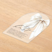 White Bow She's Tying the Knot Chic Bridal Shower アクリル招待状 (レイダウン)