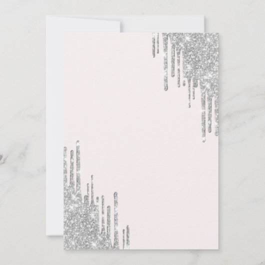 White Bow Silver Glitter Drips Quinceañera 招待状 (裏面)