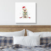 White Boxer Dog Ugly Christmas Sweater Funny Xmas  キャンバスプリント (インサイチュ (寝室))