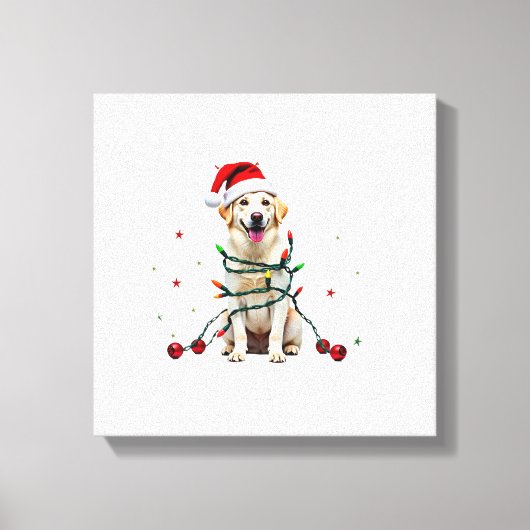 White Boxer Dog Ugly Christmas Sweater Funny Xmas  キャンバスプリント (正面)