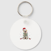 White Boxer Dog Ugly Christmas Sweater Funny Xmas  キーホルダー (正面)