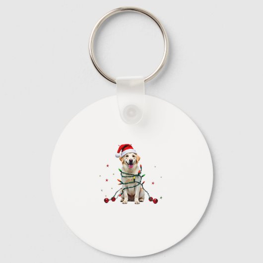 White Boxer Dog Ugly Christmas Sweater Funny Xmas  キーホルダー (正面)