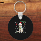 White Boxer Dog Ugly Christmas Sweater Funny Xmas  キーホルダー (正面)