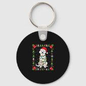 White Boxer Dog Ugly Christmas Sweater Funny Xmas  キーホルダー (正面)