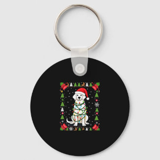 White Boxer Dog Ugly Christmas Sweater Funny Xmas  キーホルダー