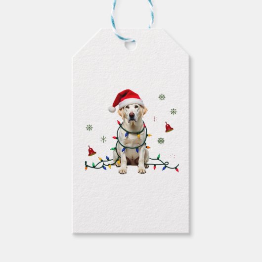 White Boxer Dog Ugly Christmas Sweater Funny Xmas  ギフトタグ (正面)