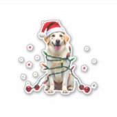 White Boxer Dog Ugly Christmas Sweater Funny Xmas  シール (正面)